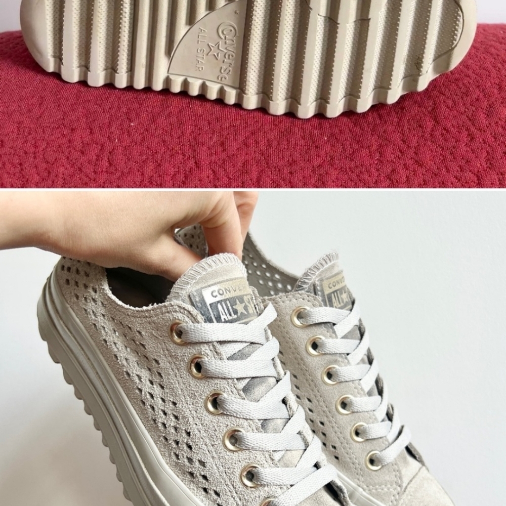 Converse grey suede lug sole low top sneakers